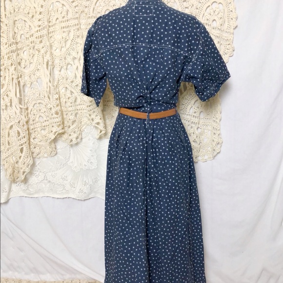 VNTG | navy button down collar dress - Picture 4 of 11